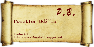 Posztler Béla névjegykártya